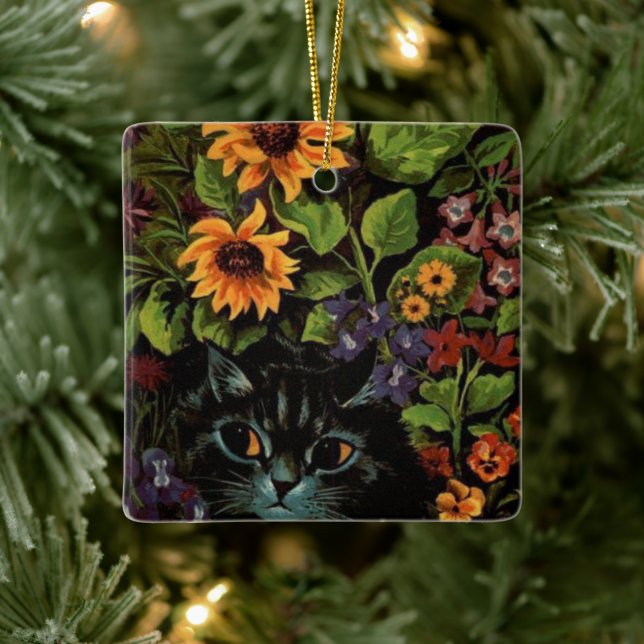 Louis Wain Ornement de Chats entouré de fleurs (Arbre)