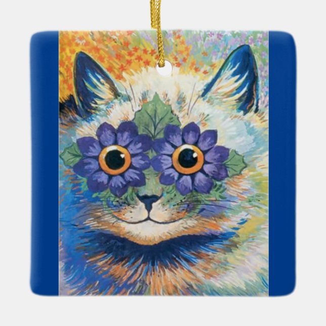 Louis Wain Psychedelic Cat Keramikornament (Vorderseite)