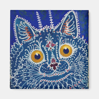 Louis Wain psychedelische blaue Katze Magnet