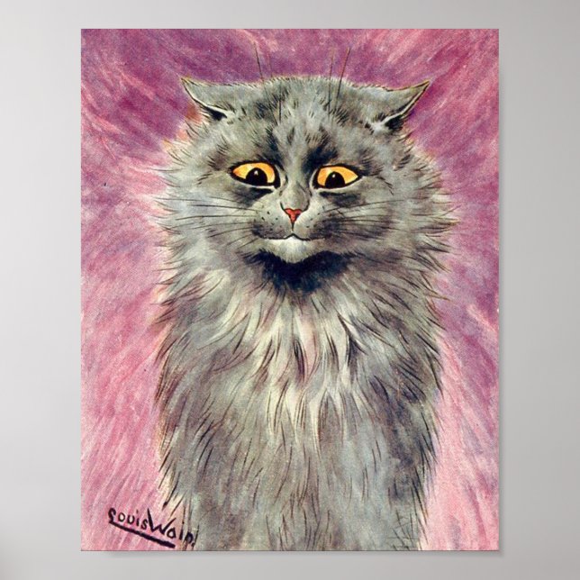 Louis Wain Russian Blue Cat Poster (Vorne)