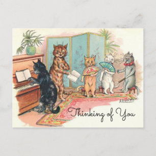 Louis Wain Victorian Cats Salonmusik um 1903 Postkarte