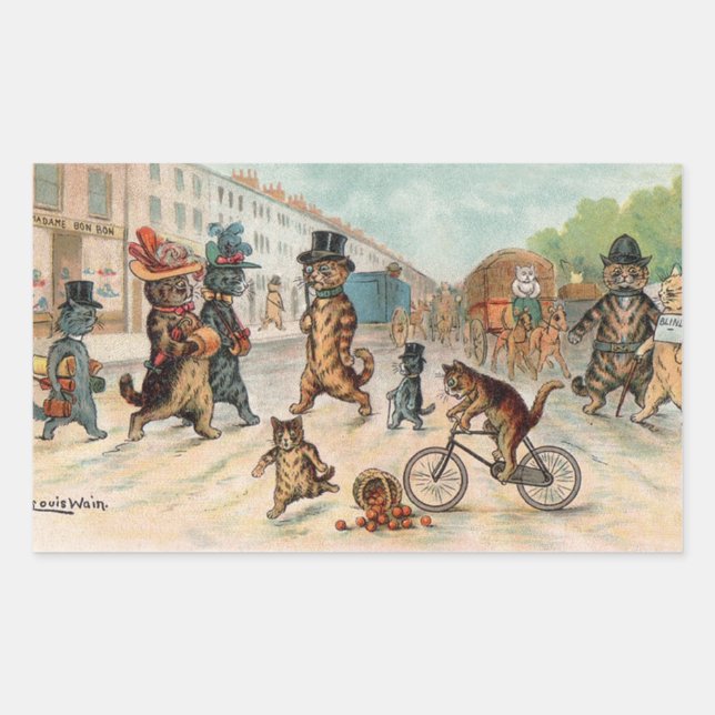 Louis Wain - Viktorianische Katzen Rechteckiger Aufkleber (Vorderseite)