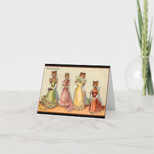 Louis Wain Wallflower Girl Cats Dankeskarte