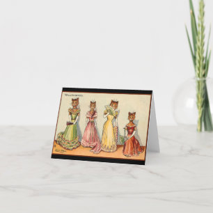 Louis Wain Wallflower Girl Cats Karte