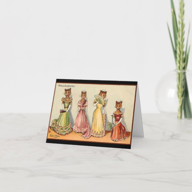 Louis Wain Wallflower Girl Cats Karte (Vorderseite)