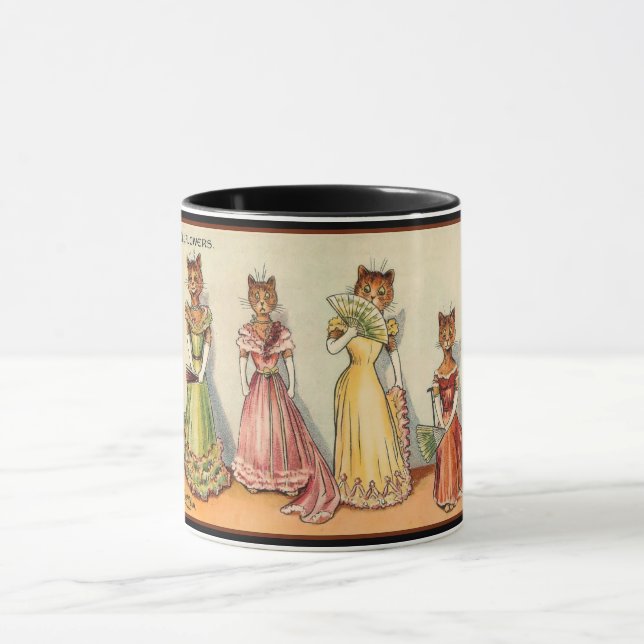 Louis Wain Wallflower Girl Cats Tasse (Zentrum)