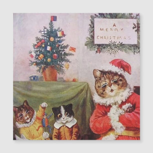 Louis Wain Weihnachtskatzen Vintage viktorianische Magnetkarte