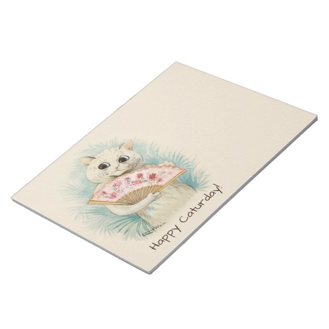 Louis Wain White cat mit einem Fan CC0038 Notizblock (angewinkelt)
