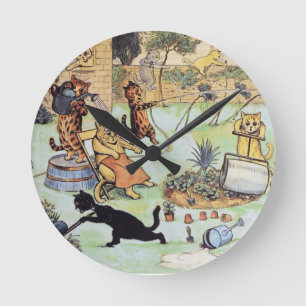 Louis Wan - Cat Gardeners Runde Wanduhr