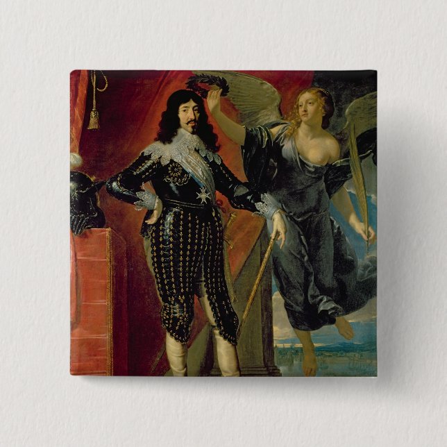 Louis XIII gekrönt durch Sieg, 1635 Button (Vorderseite)