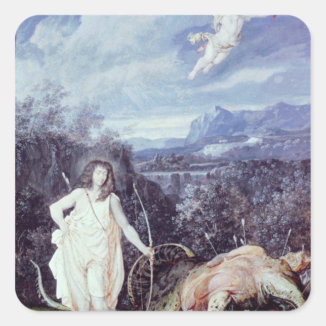 Louis XIV als Apollo, Schicht von Python Quadratischer Aufkleber (Vorderseite)