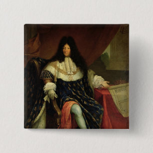 Louis XIV einen Plan des Maison Royale halten Button
