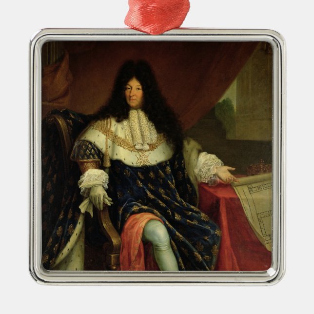Louis XIV einen Plan des Maison Royale halten Ornament Aus Metall (Vorne)