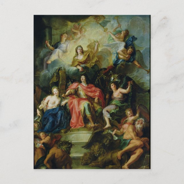 Louis XIV gekrönt von Glory, c.1686 Postkarte (Vorderseite)