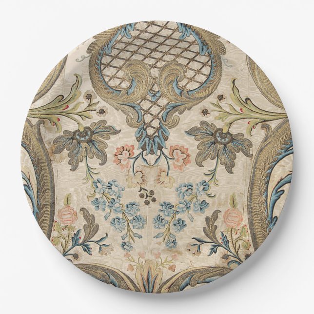 Louis XV Floral Print Paper Plate Pappteller (Vorderseite)