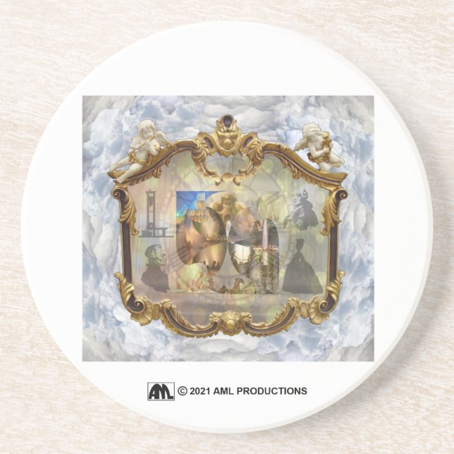 Louis XVI & Marie Antoinette Clouded Mirror 2 Getränkeuntersetzer (Vorne)