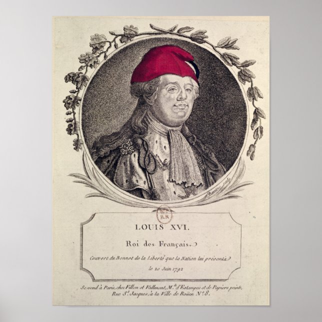 Louis XVI mit einer Phrygienbonnet Poster (Vorne)
