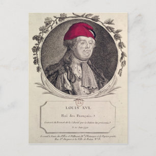Louis XVI mit einer Phrygienbonnet Postkarte