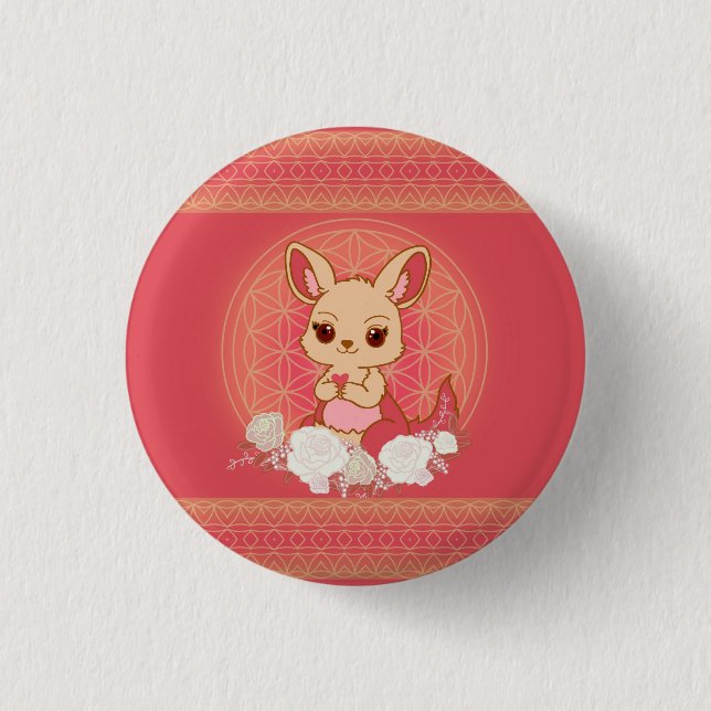 Louisa das Känguru Niedlich Button (Vorderseite)