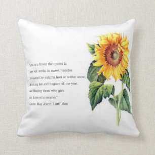 Louisa kann Alcott Zitat mit Vintager Sonnenblume Kissen