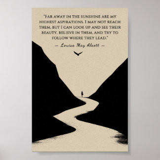 Louisa May Alcott Zitat Minimalistisch weit weg in Poster