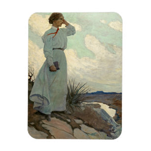 Louise auf einem der Barren Hills von N. C. Wyeth Magnet