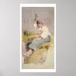 Louise, ein bretonisches Mädchen (w/c auf Papier) Poster