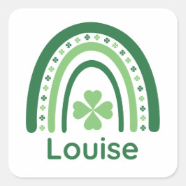 Louise Name Clover Boho Rainbow Quadratischer Aufkleber
