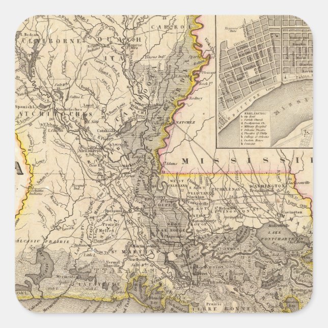 Louisiana 5 quadratischer aufkleber (Vorderseite)