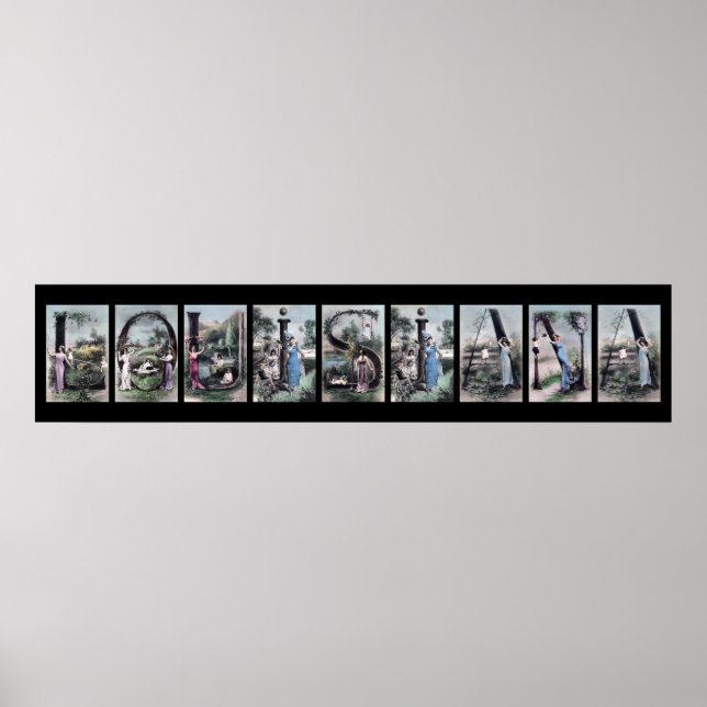 LOUISIANA Alphabet Letter Name Art Poster (Vorne)