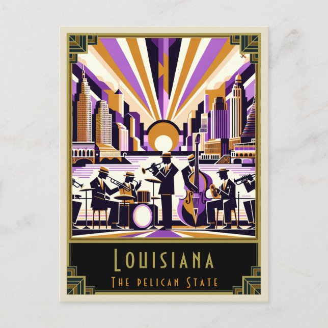 Louisiana | Art Deco Postkarte (Vorderseite)