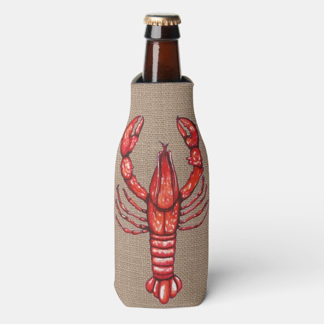 Louisiana Cajun Crawfish Imitate Burlap Flaschenkühler (Flaschenvorderseite)