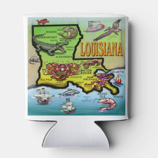 Louisiana Cartoon Karte Dosenkühler (Rückseite)