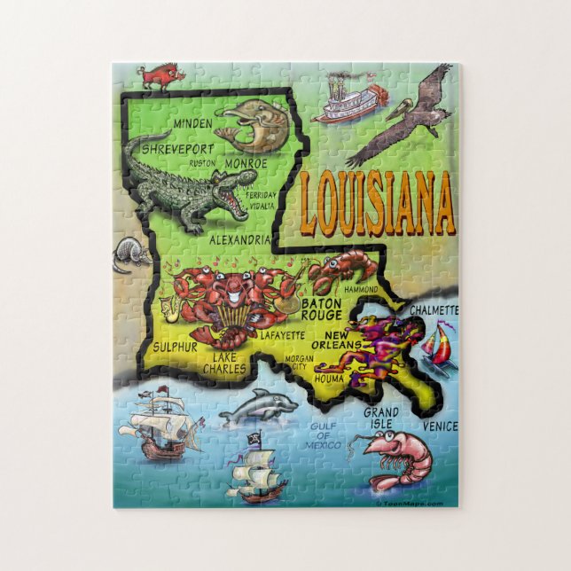 Louisiana-Cartoon-Karten-Puzzlespiel (Vertikal)