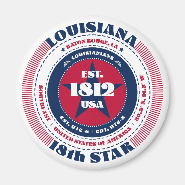 Louisiana Circle Typografy Souvenir Magnet (Vorne)