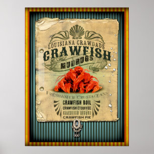 Louisiana Crawfish New Orleans Cajun Poster
