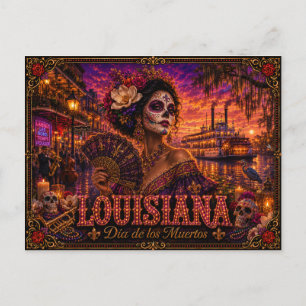Louisiana Día de los Muertos Retro Postkarte