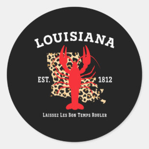 Louisiana Est. 1812 Crawfish Leopard New Orleans Runder Aufkleber