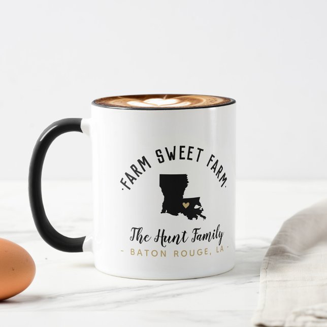Louisiana Farm Sweet Farm Famille Monogram Mug (Créateur téléchargé)