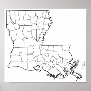 Louisiana-Gemeinde-leere Kontur-Karte Poster