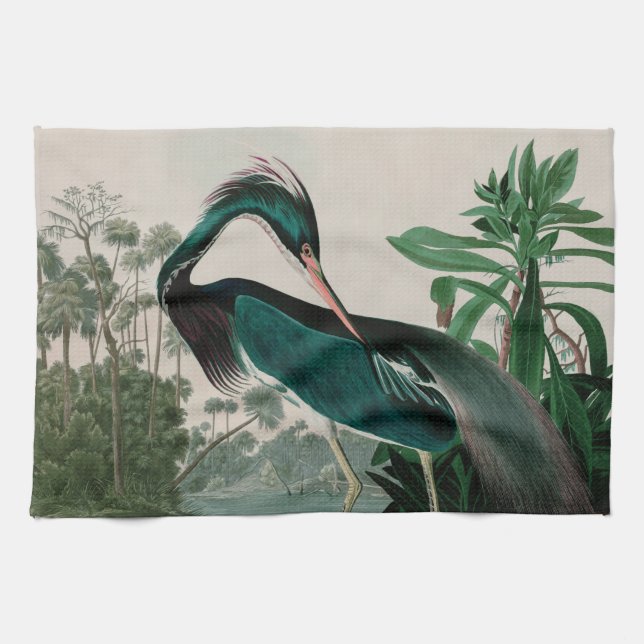 Louisiana Heron Birds of America Audubon Print Geschirrtuch (Horizontal)