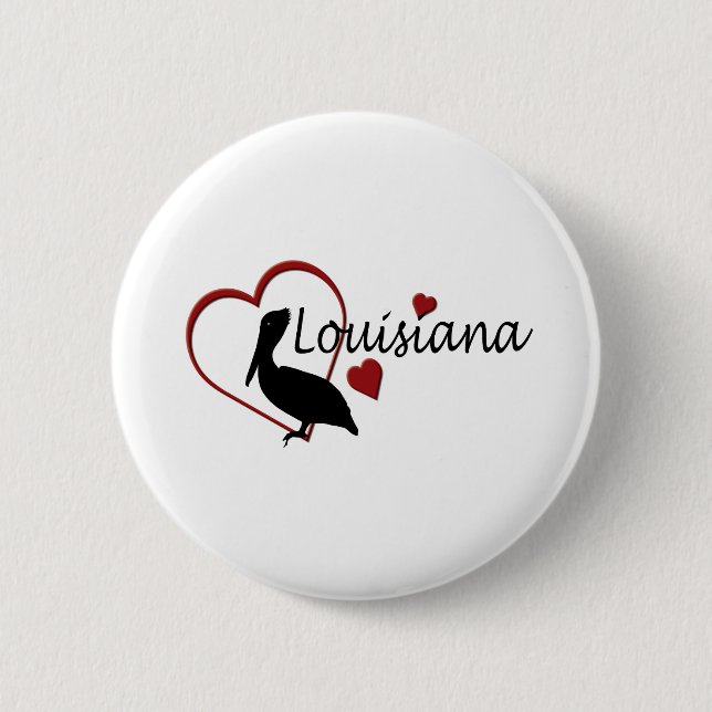 Louisiana Herz mit Pelikanschaltfläche Button (Vorderseite)