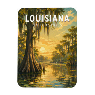 Louisiana Illustration Reise Kunst Vintage Magnet
