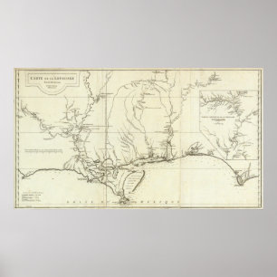 Louisiana-Karte Poster