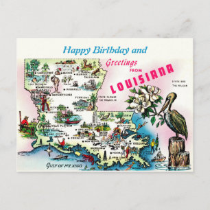 Louisiana Karte Vintage Gelegenheit Postkarte