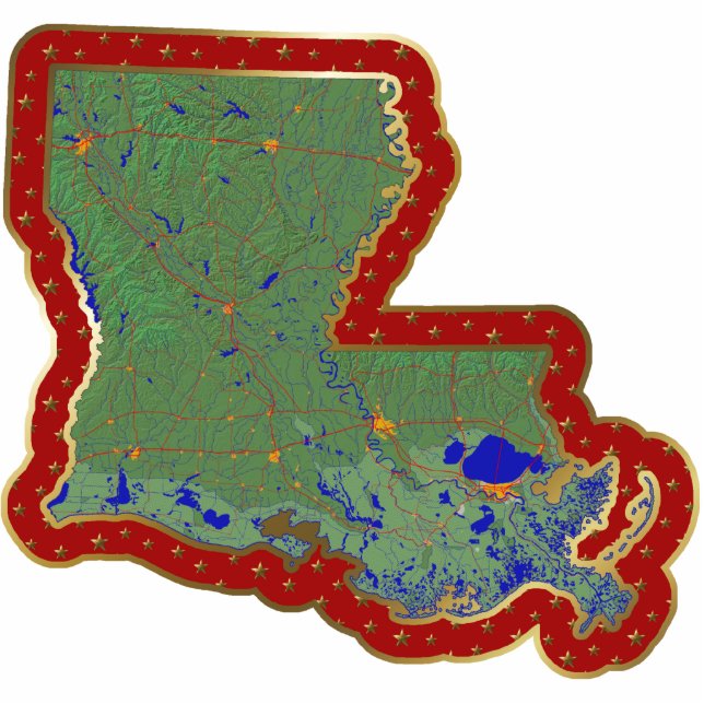 Louisiana-Karten-Weihnachtsverzierung Fotoskulptur Ornament (Vorne)