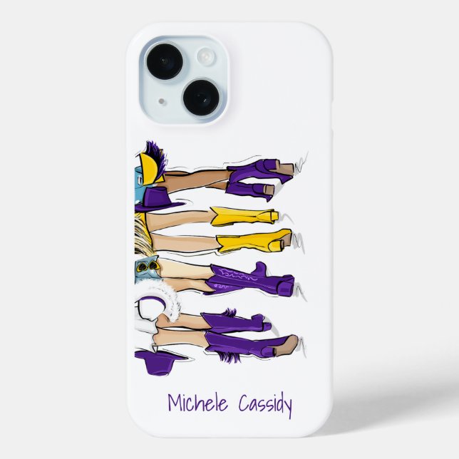 Louisiana Ladys Fashion Cowboy Boot Lila Gelb Case-Mate iPhone Hülle (Rückseite)