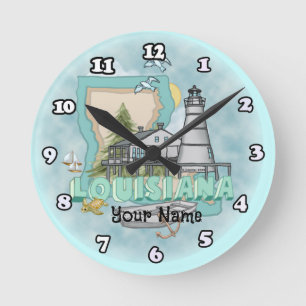 Louisiana Leuchtturm Runde Wanduhr