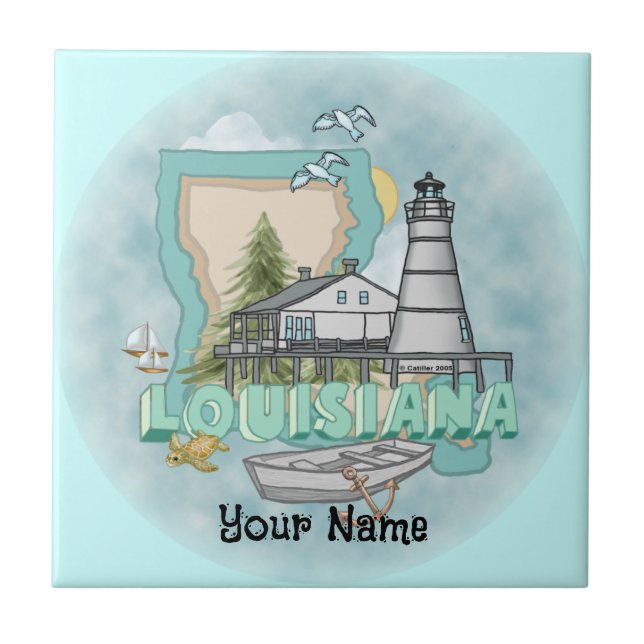 Louisiana Lighthouse Fliese (Vorderseite)
