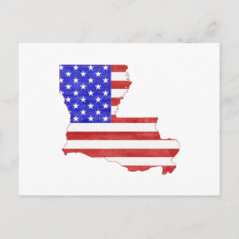 Louisiana Map Shaped Patriotic American Flag Postkarte